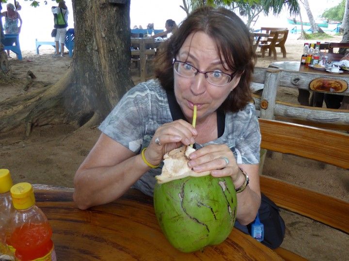 Fresh coconut milk in the coconut! Healthy living... ©Venus Adventures